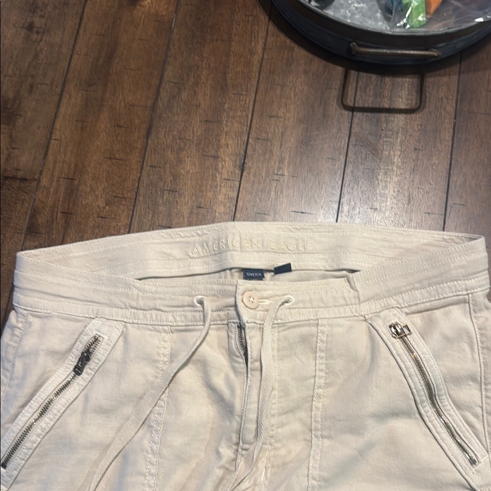American Eagle Outfitters Cream Wide Leg Pants